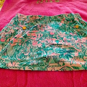 Lilly Pulitzer skort. Beautiful pink and green design. Wide waist band.
